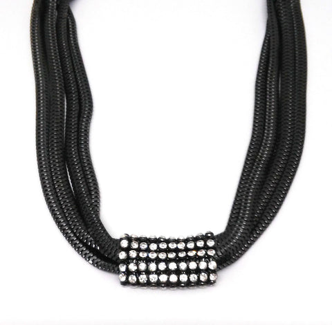 Collier gunmetal/Kristall