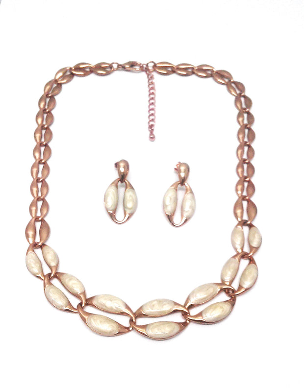 Garnitur 2-tlg. Collier und Ohrstecker rosé gold