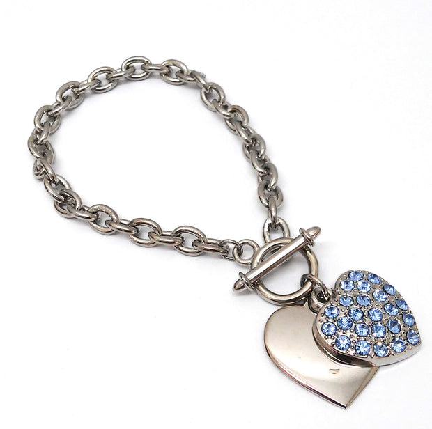 Armband rhodiniert  Herz  Kristallsteine hell safir