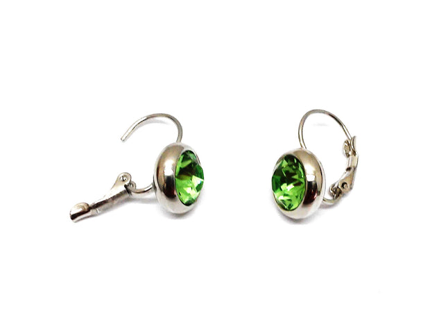 Ohrring rhodiniert  peridot Kristall