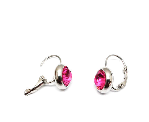 Ohrring rhodiniert  rosa Kristall