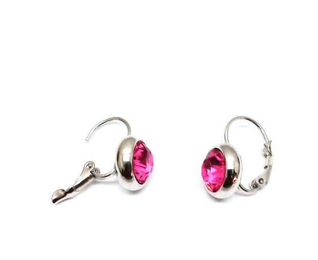 Ohrring rhodiniert  rosa Kristall
