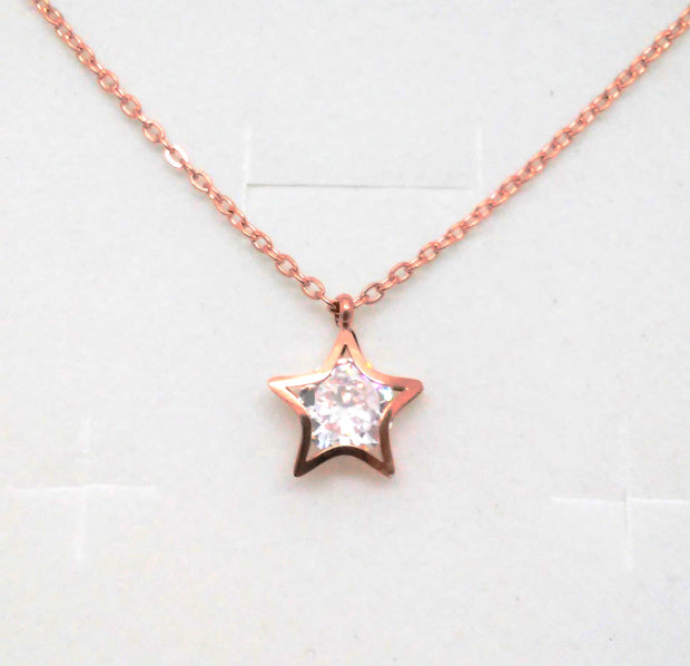 Edelstahlcollier "Stern" rosé gold Zirkonia inkl. Etui