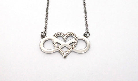 Edelstahlcollier "Unendlichkeitsschleife m.Herz" inkl. Etui