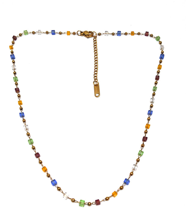 Edelstahlcollier gold/bunt inkl. Etui