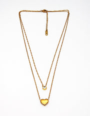 Edelstahlcollier 2-rhg. gold Zirkonia inkl. Etui