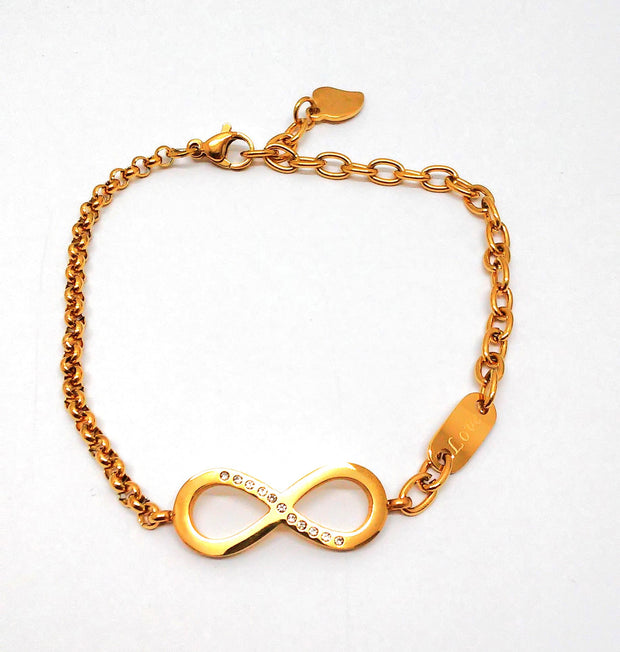 Edelstahlarmband "Unendlichkeitsschleife" gold  Zirkonia inkl. Etui
