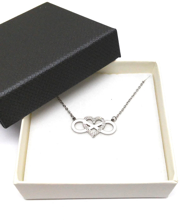 Edelstahlcollier "Unendlichkeitsschleife m.Herz" inkl. Etui