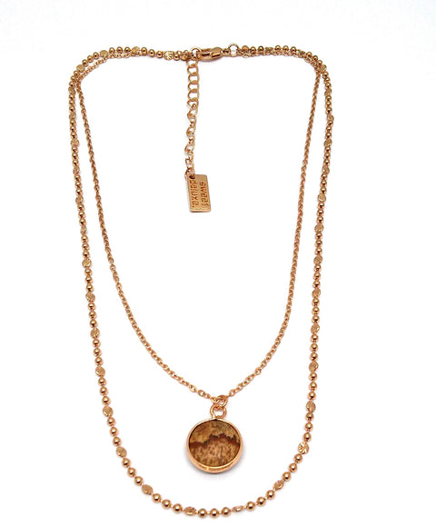 Collier 2-rhg. gold  Harz braun meliert