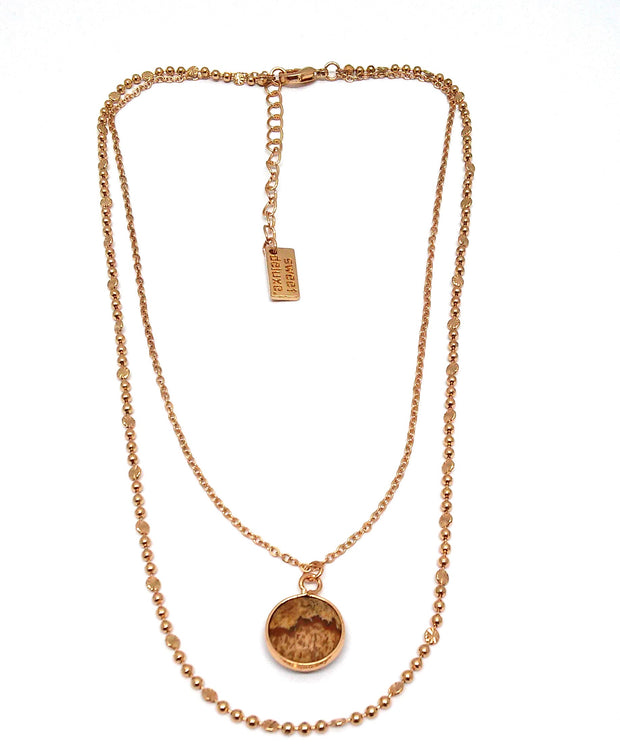 Collier 2-rhg. gold  Harz braun meliert
