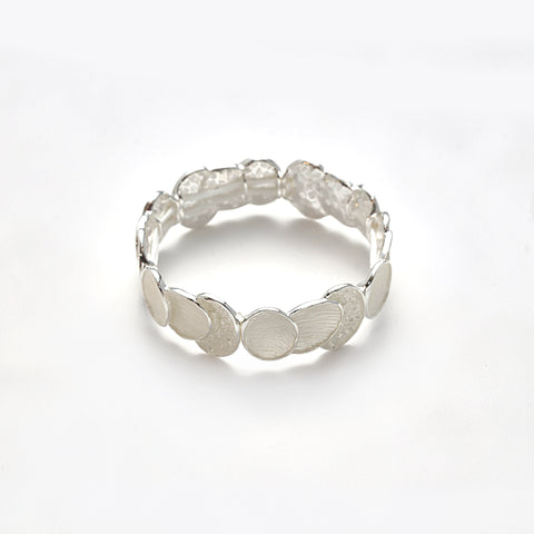 Armband elastisch versilbert  matt weiß