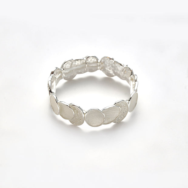 Armband elastisch versilbert  matt weiß