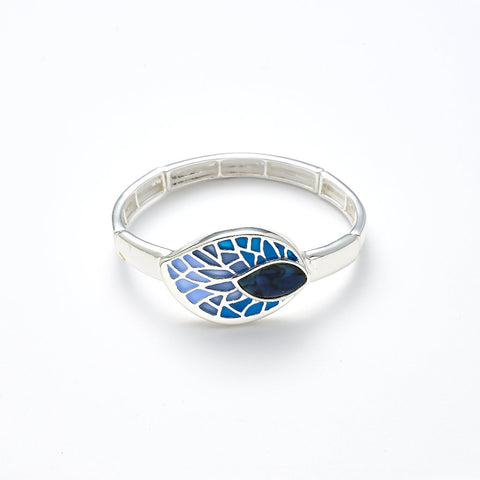 Armband elastisch versilbert  blau  Paua Shell