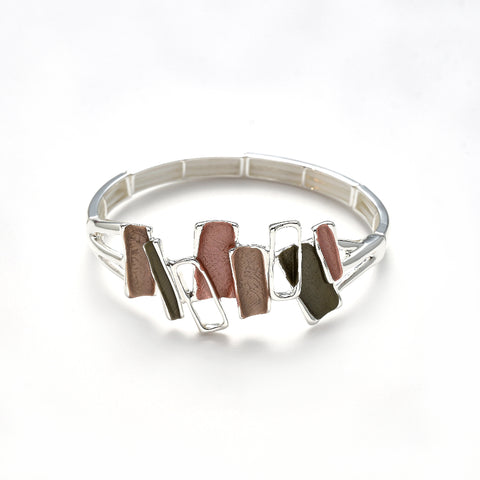 Armband elastisch versilbert  brauntöne