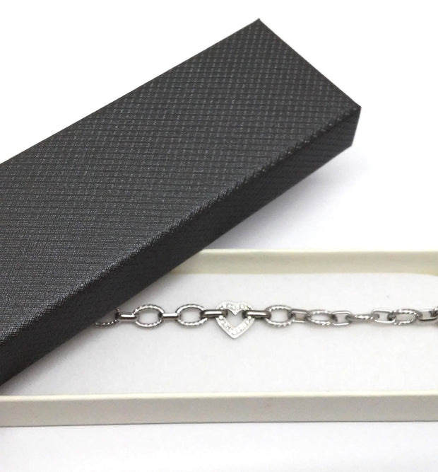 Edelstahlarmband "Herz" Zirkonia inkl.Etui