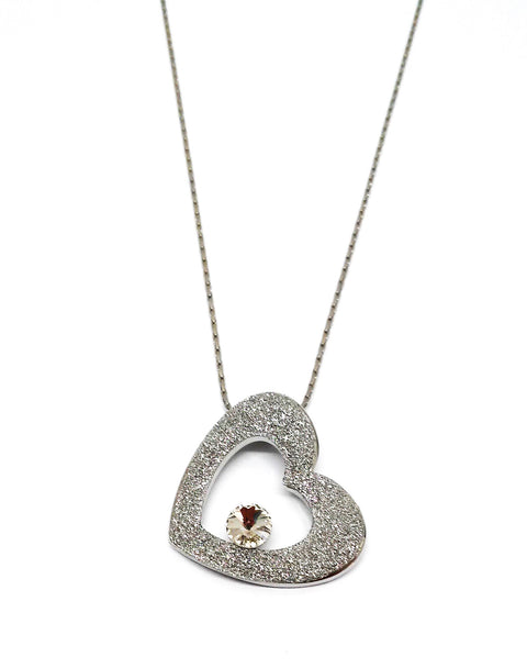 Collier "Herz"  rhodiniert  Kristall  Glitter