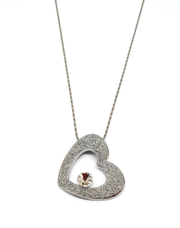 Collier "Herz"  rhodiniert  Kristall  Glitter
