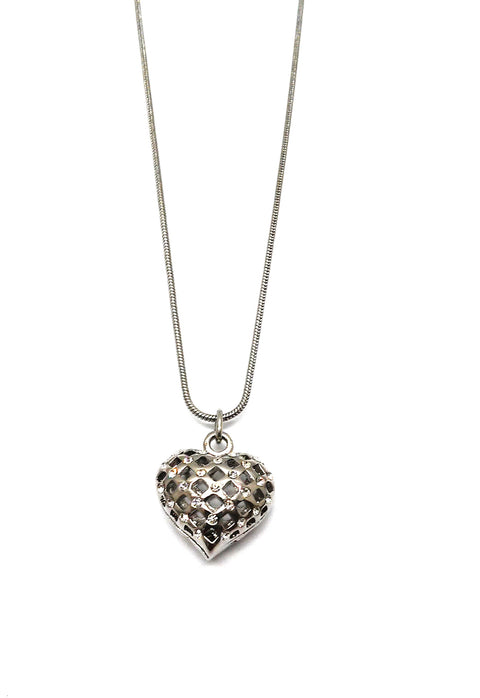 Collier "Herz" rhodiniert  Kristallsteine
