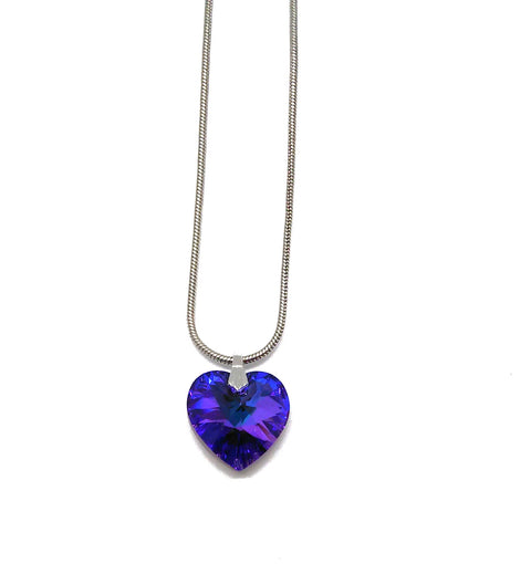 Collier rhodiniert  Kristall heliotrope Herz