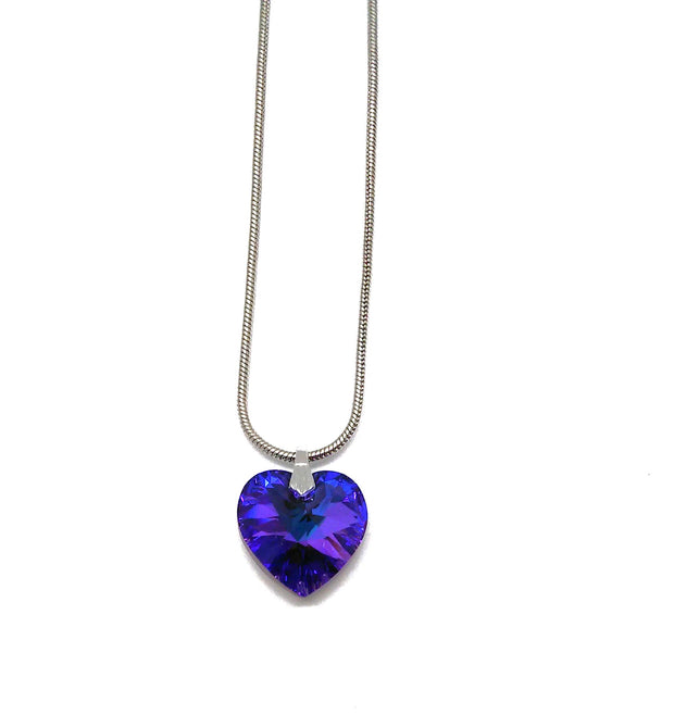 Collier rhodiniert  Kristall heliotrope Herz