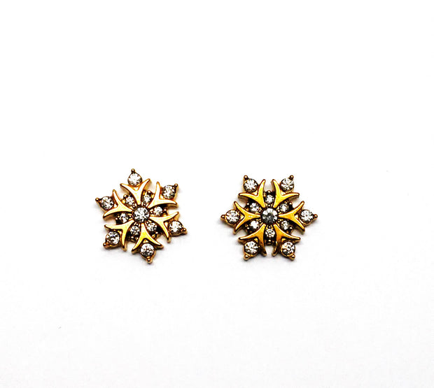 Ohrstecker "Schneeflocke" Edelstahl gold/Zirkonia