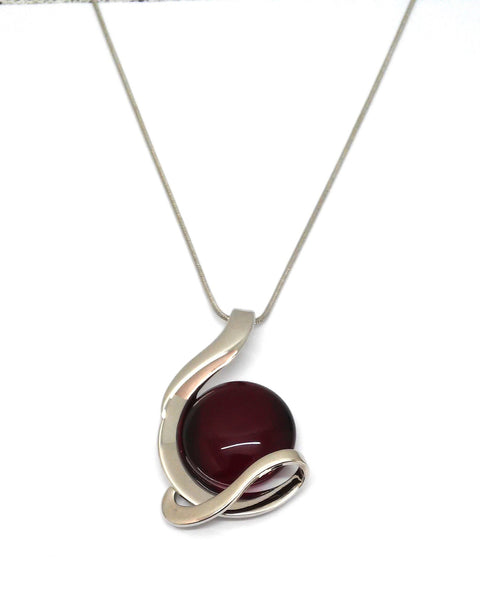 Collier rhodiniert Mondstein rot