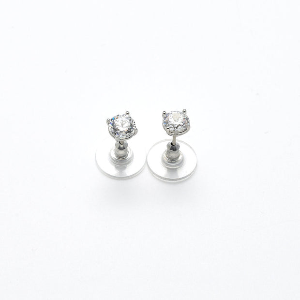 Ohrstecker rhodiniert Zirkonia