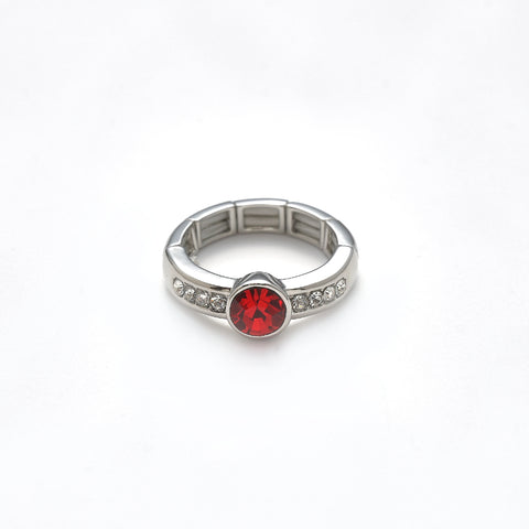 Ring elastisch rhodiniert   Kristall weiß und  siam