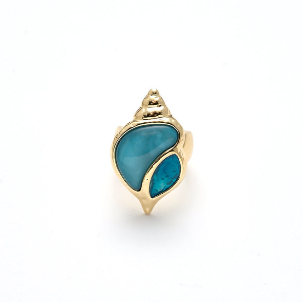 Ring elastisch vergoldet  türkis