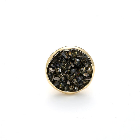 Ring elastisch vergoldet  Kristall schwarz