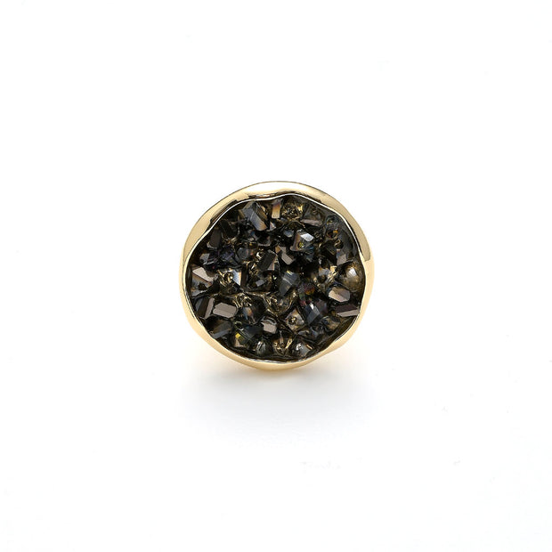 Ring elastisch vergoldet  Kristall schwarz