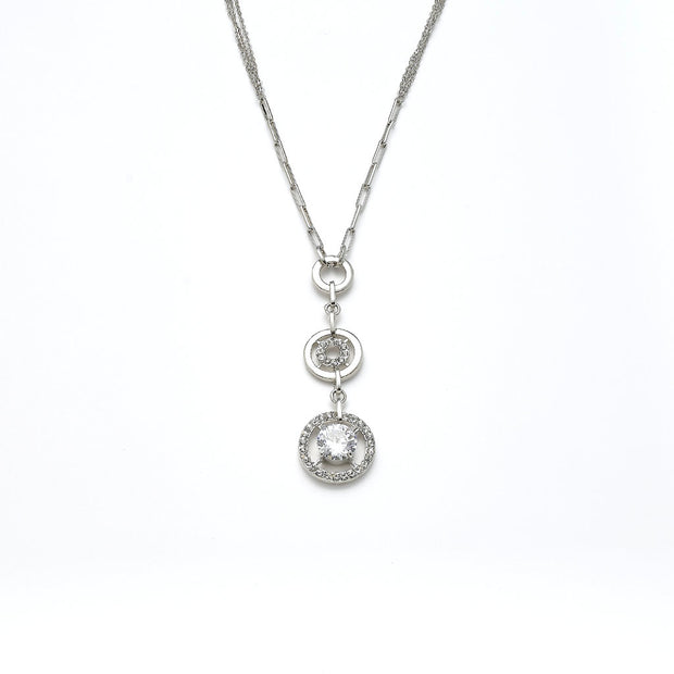 Collier rhodiniert Kristall