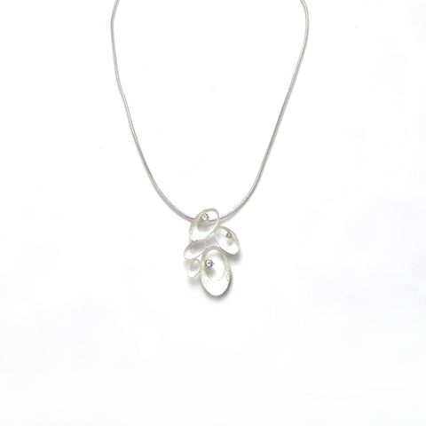 Collier versilbert   Kristall