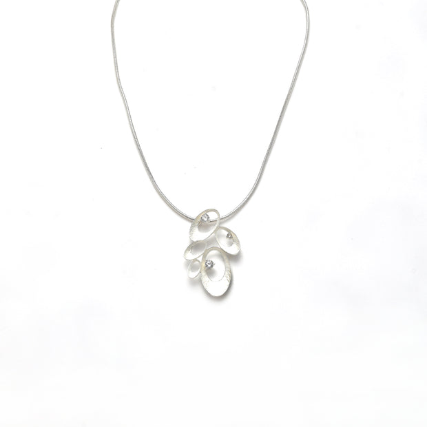 Collier versilbert   Kristall