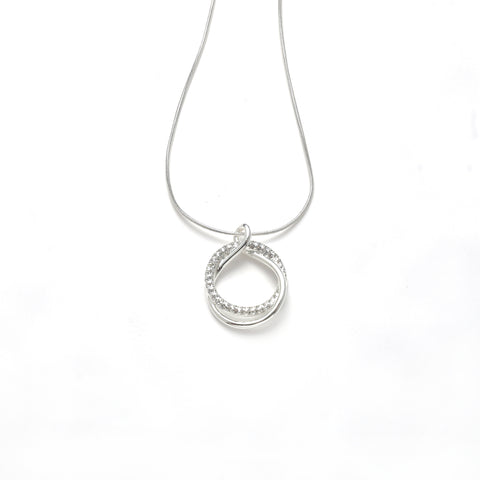 Collier versilbert Kristall