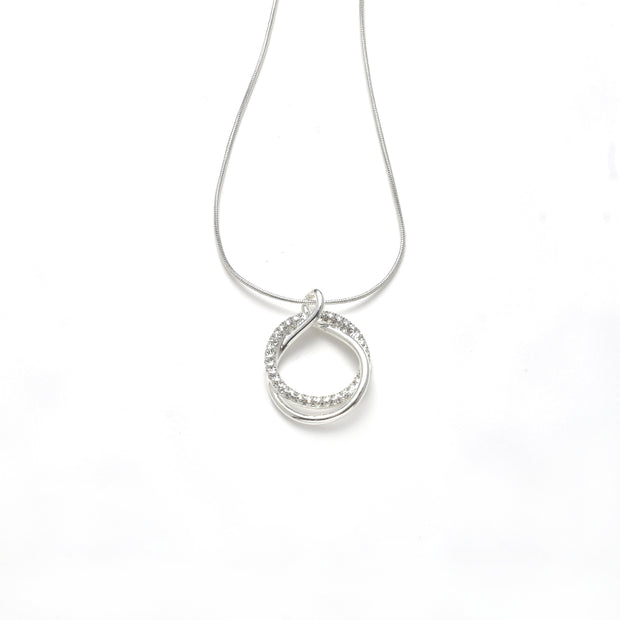 Collier versilbert Kristall