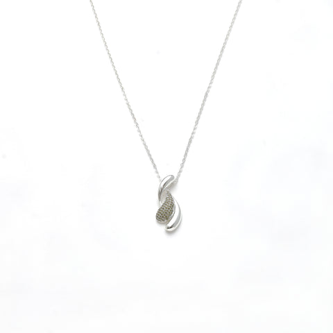 Collier versilbert   Zirkonia  olive