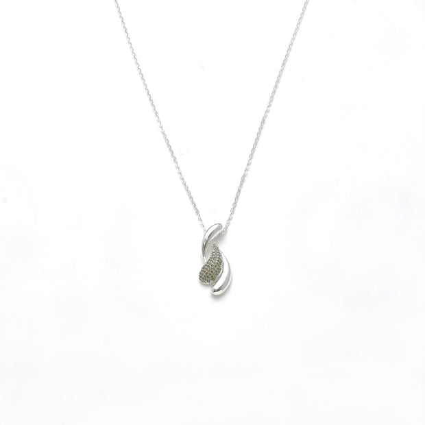 Collier versilbert   Zirkonia  olive