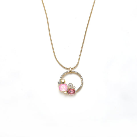 Collier vergoldet   Kristall weiß  hell und dunkel rosa