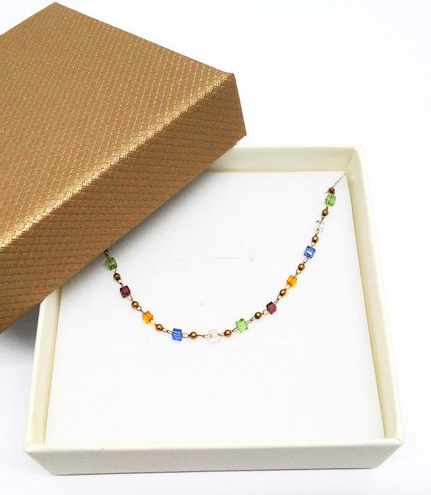 Edelstahlcollier gold/bunt inkl. Etui