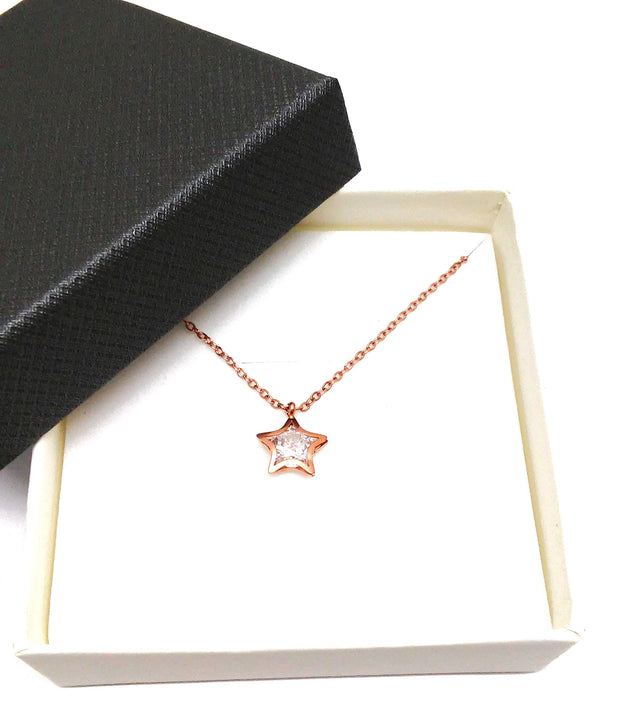 Edelstahlcollier "Stern" rosé gold Zirkonia inkl. Etui