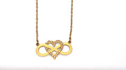 Edelstahlcollier "Unendlichkeitsschleife m.Herz" gold inkl. Etui