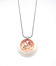 Collier versilbert rosé gold Glitter  Kristallstein rosa