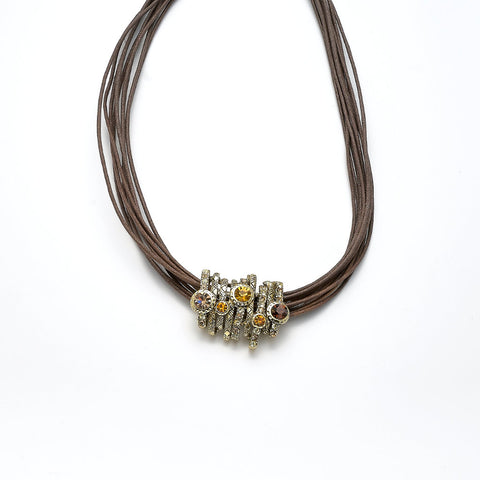 Collier vergoldet Kristallsteine brauntöne