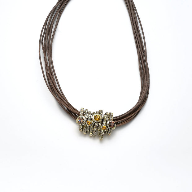 Collier vergoldet Kristallsteine brauntöne