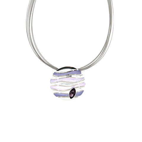 Collier versilbert  lilatöne   Kristallsteine amethyst