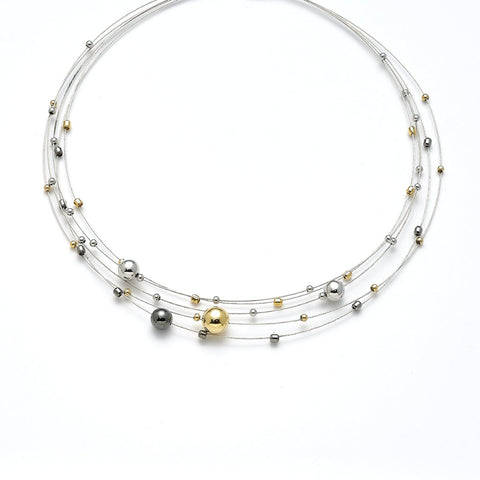 Collier rhodiniert  tri-color