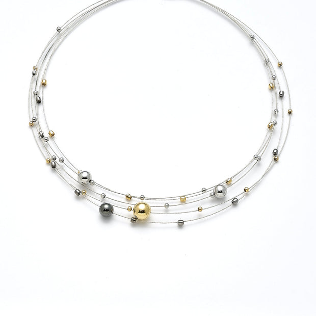 Collier rhodiniert  tri-color