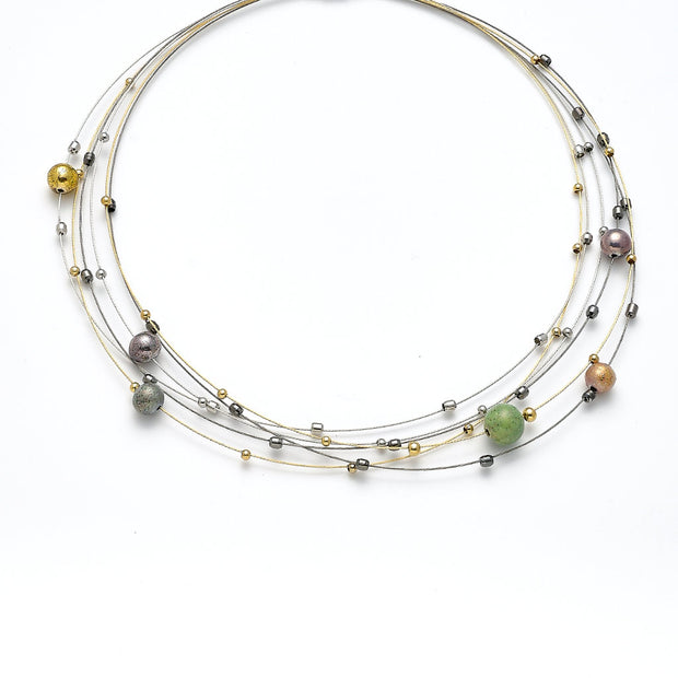 Collier rhodiniert  bunt