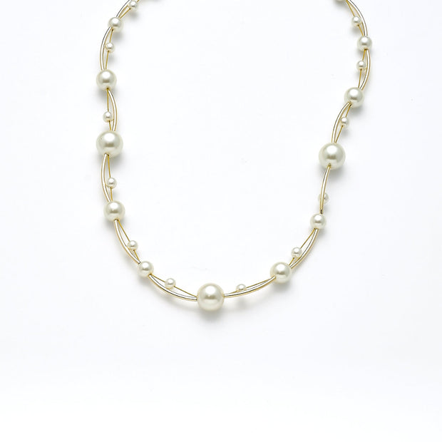 Collier vergoldet   Perle creme